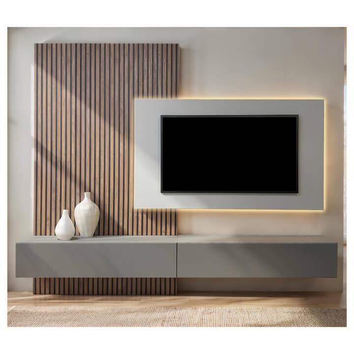 Obývací stěna INFINITY C222 dub mercure/šedá/křídová 1