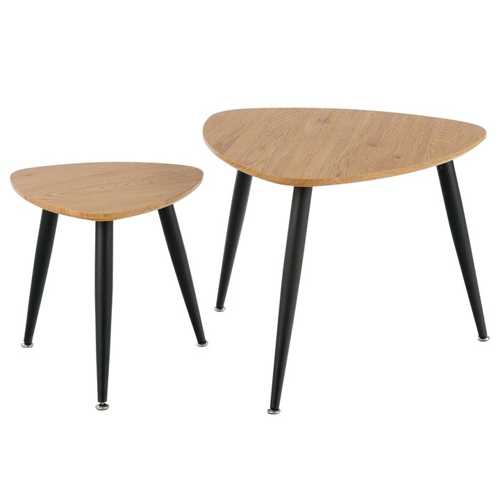 Sconto Set 2 ks přístavných stolků IRIS dub zlatý/černá