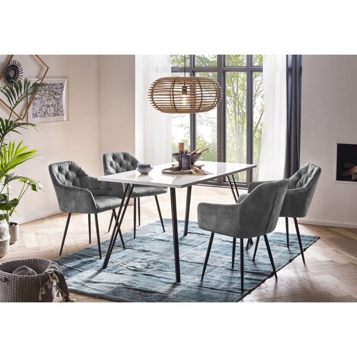 Sconto Jídelní set JACE bílá/šedá