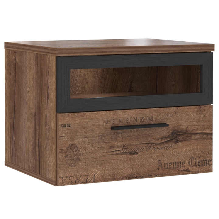 Sconto Noční stolek JACKY ušlechtilý dub/černý dub