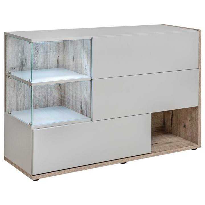 Sconto Komoda JAMIL dub wellington/perlově šedá