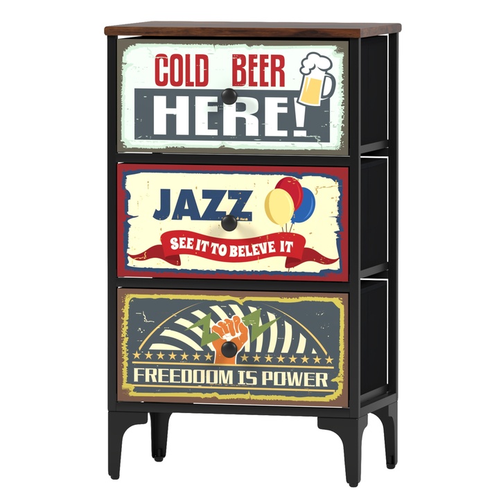 Sconto Komoda JAZZ I černá/vícebarevná