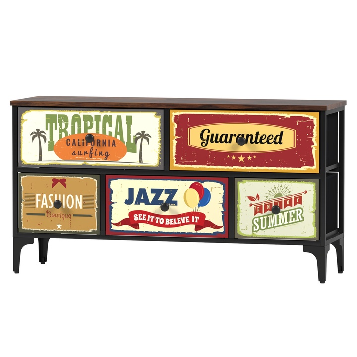 Sconto Komoda JAZZ II černá/vícebarevná