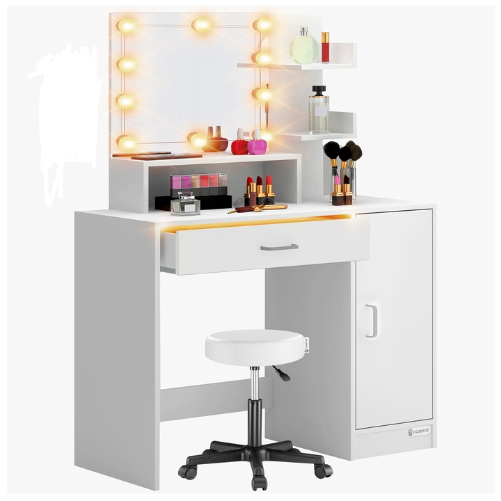 Toaletní stolek JOCELYN 2 se stoličkou, bílá 1