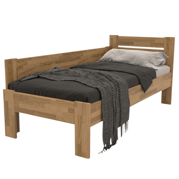 Rohová postel JOHANA levá, dub/přírodní, 90x200 cm 1