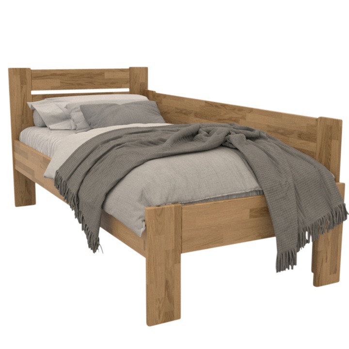 Sconto Rohová postel JOHANA pravá, dub/přírodní 80x200 cm