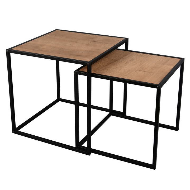 Sconto Sada přístavných stolků JUDITH černá/dub artisan, set 2 ks
