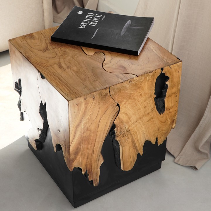 Taburet JULIUS teak/černá 1