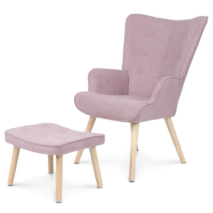 Sconto Křeslo s podnožkou KADRI starorůžová