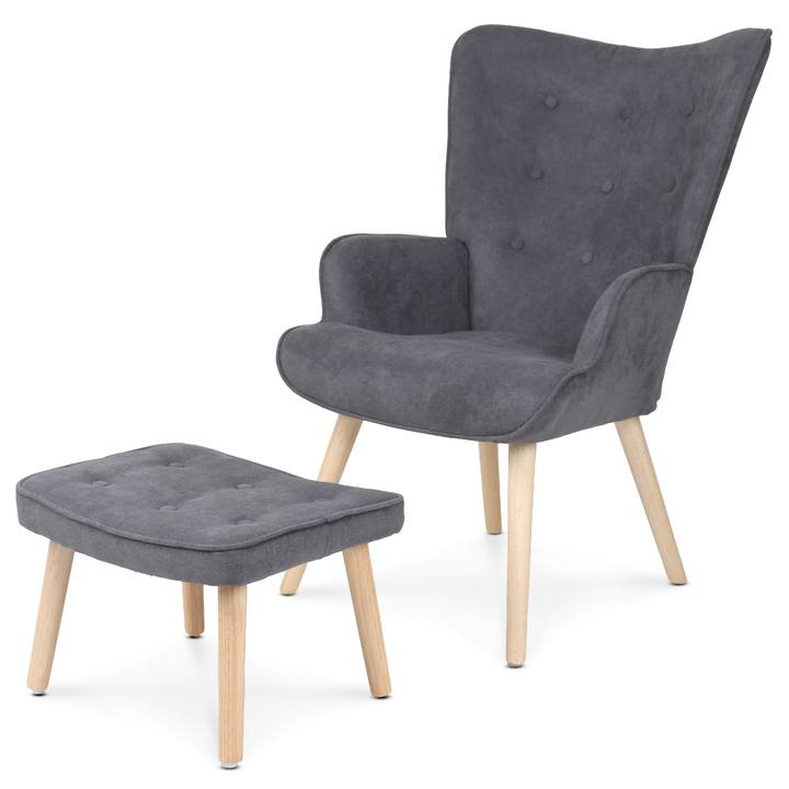 Sconto Křeslo s podnožkou KADRI šedá