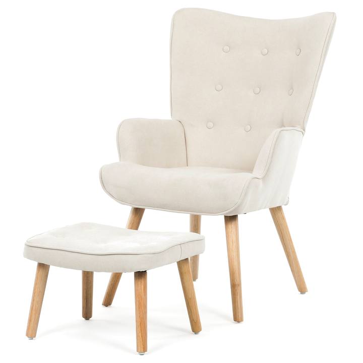 Sconto Křeslo s podnožkou KADRI krémová