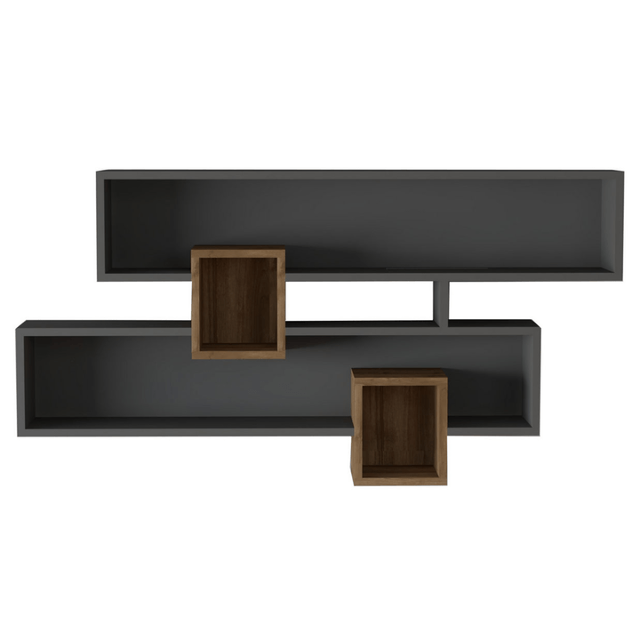 Sconto Nástěnná police  KAREN ořech/antracitová