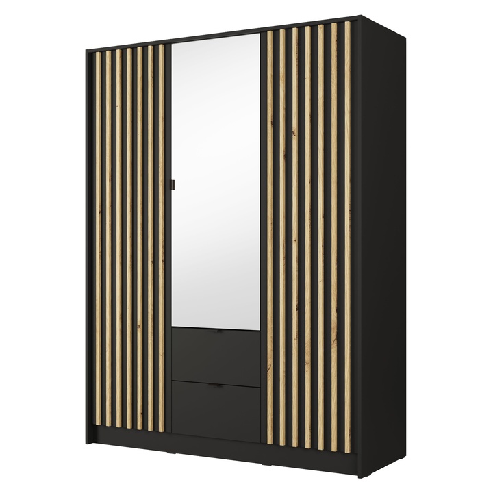 Sconto Šatní skříň KATANIA 2 černá/dub artisan