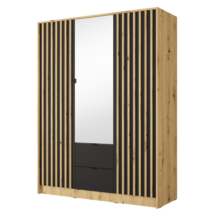 Sconto Šatní skříň KATANIA 2 dub artisan/černá