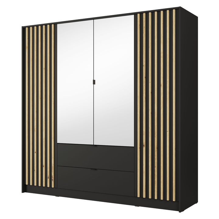 Sconto Šatní skříň KATANIA 3 černá/dub artisan