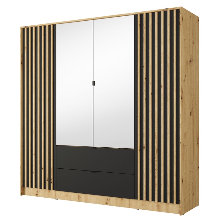 Sconto Šatní skříň KATANIA 3 dub artisan/černá