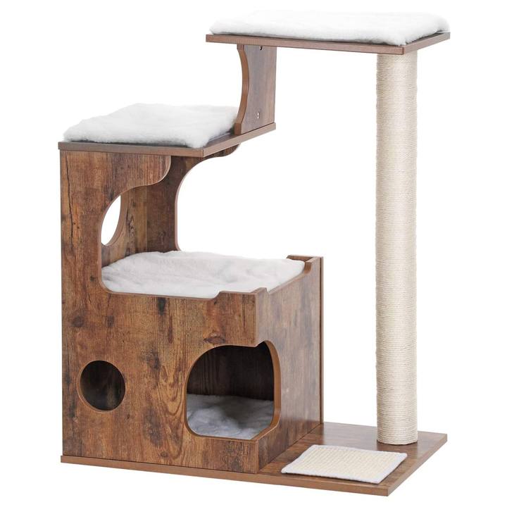 Kočičí škrabadlo KATTY III hnědá/bílá 1