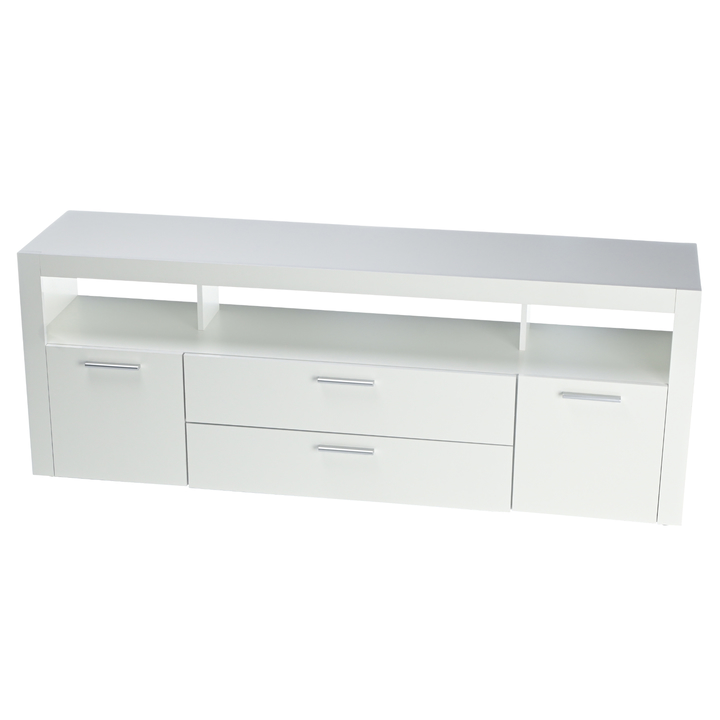 Sconto TV komoda KEMI bílá/bílá vysoký lesk