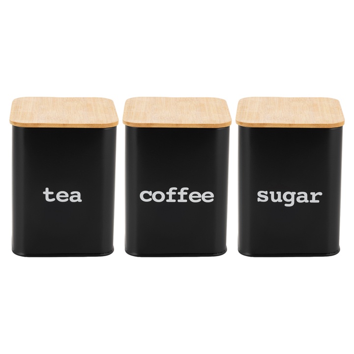 Sconto Sada dóz KIT černá/bambus, set 3 ks, 1,4 l