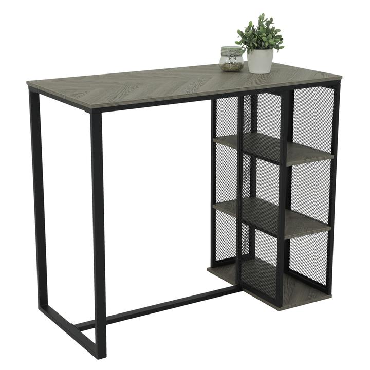 Sconto Barový stůl KLARA šedá herringbone/černá