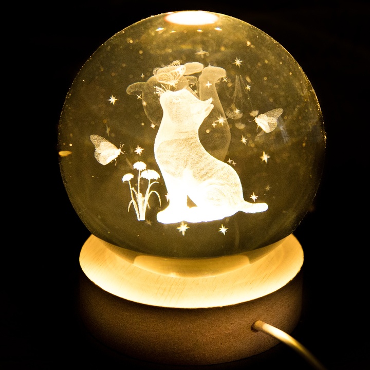 Stolní lampa KOČKA průhledná/přírodní 1