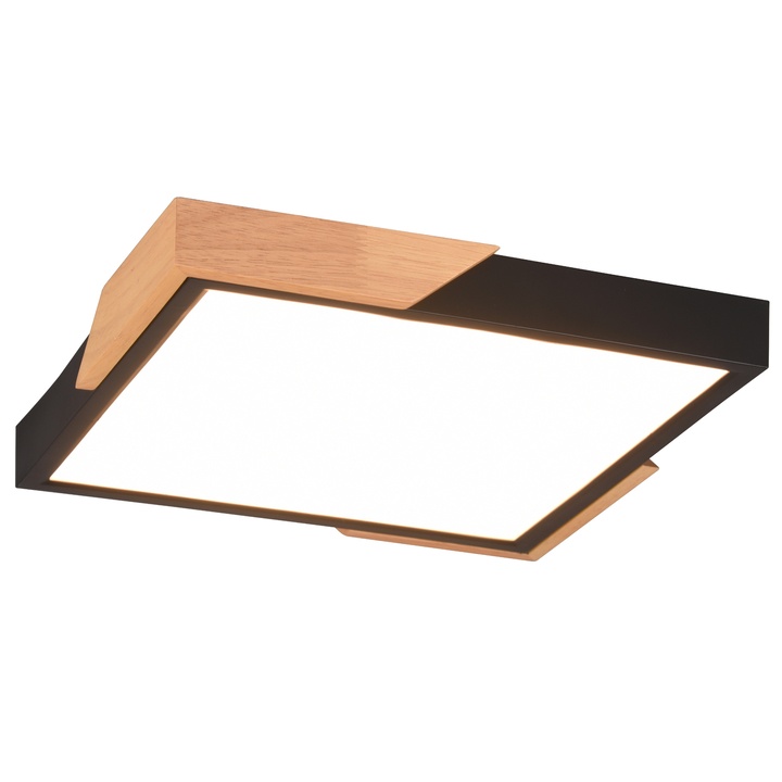 Stropní LED svítidlo KOV černá/světlé dřevo 1