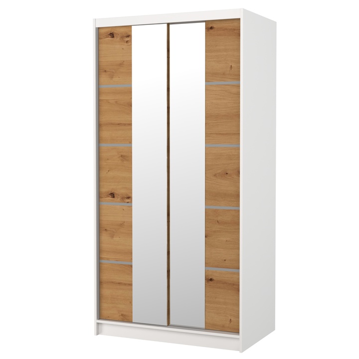 Šatní skříň KSAVERA bílá/dub artisan 1
