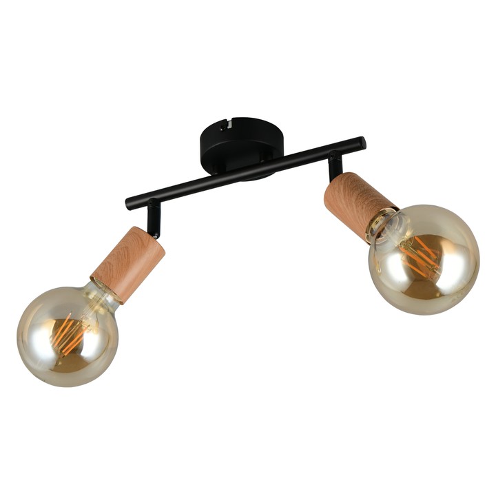 Sconto Bodové svítidlo LAMEGO 2 černá/přírodní