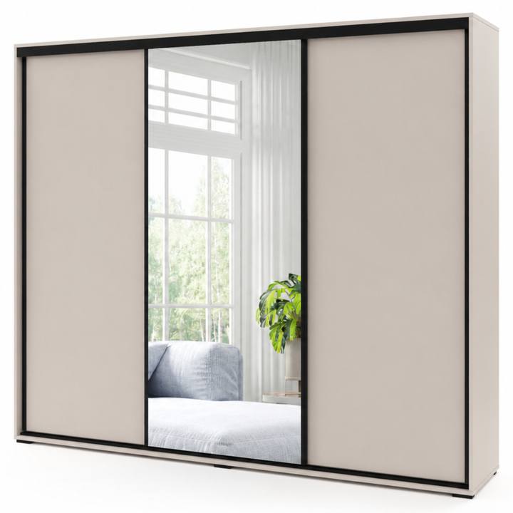 Šatní skříň LAYS 10 kašmírová/černá, šířka 278 cm 1