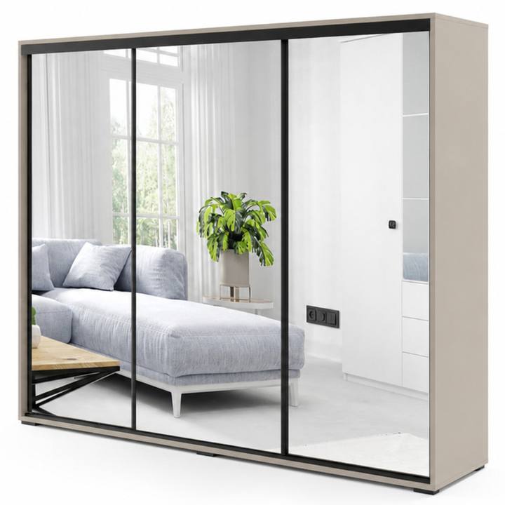 Šatní skříň LAYS 11 kašmírová/černá, šířka 250 cm 1