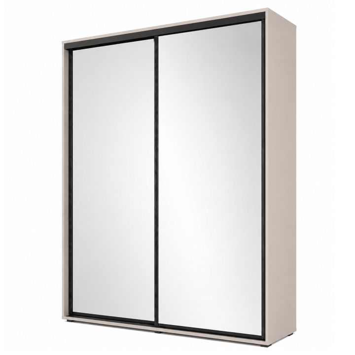 Šatní skříň LAYS 1 kašmírová/černá, šířka 100 cm, výška 245 cm 1