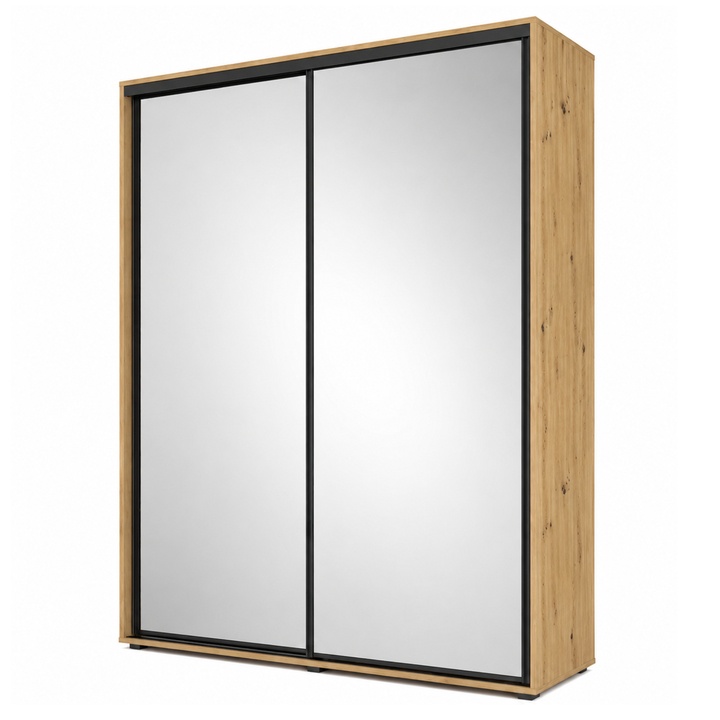 Šatní skříň LAYS 1 dub artisan/černá, šířka 100 cm, výška 245 cm 1