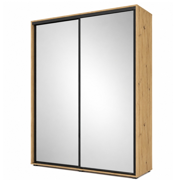 Šatní skříň LAYS 1 dub artisan/černá, šířka 125 cm, výška 245 cm 1