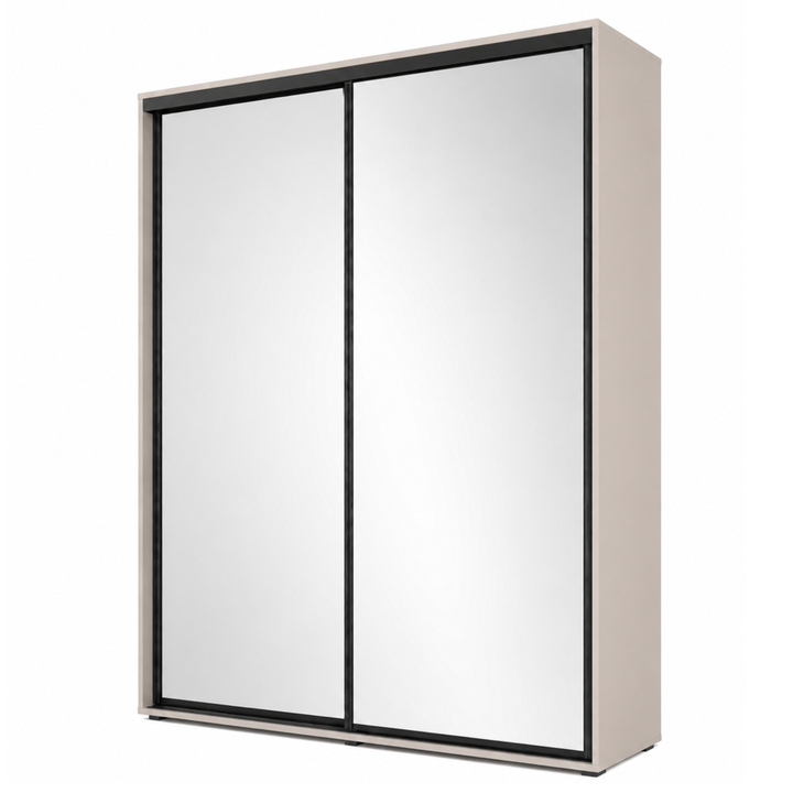 Šatní skříň LAYS 2 kašmírová/černá, šířka 230 cm, výška 245 cm 1