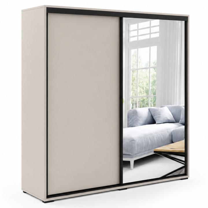 Šatní skříň LAYS 5 kašmírová/černá, šířka 125 cm, výška 245 cm 1