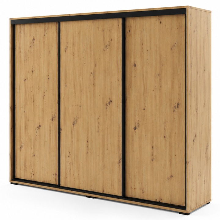 Šatní skříň LAYS 7 dub artisan/černá, šířka 278 cm 1