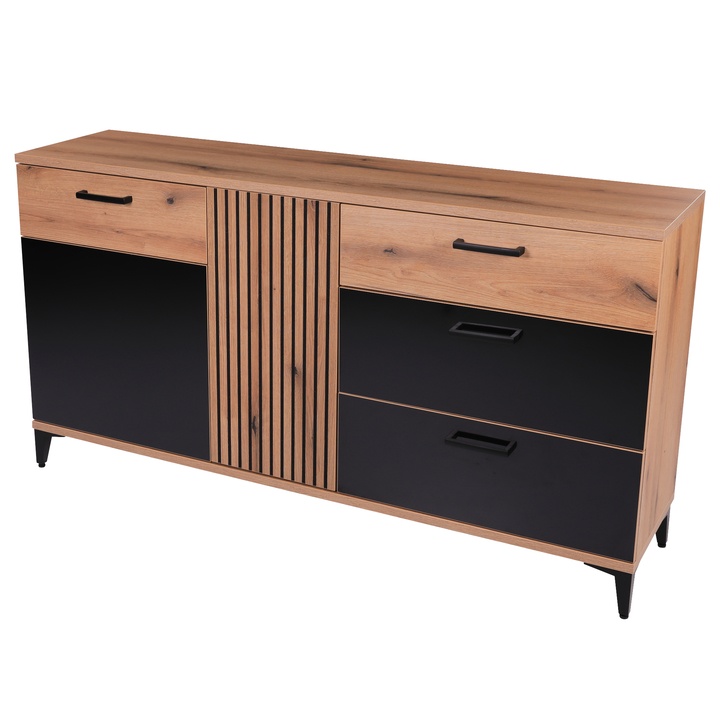 Sconto Komoda LEONIDAS AS3 dub evoke/černá lesklá