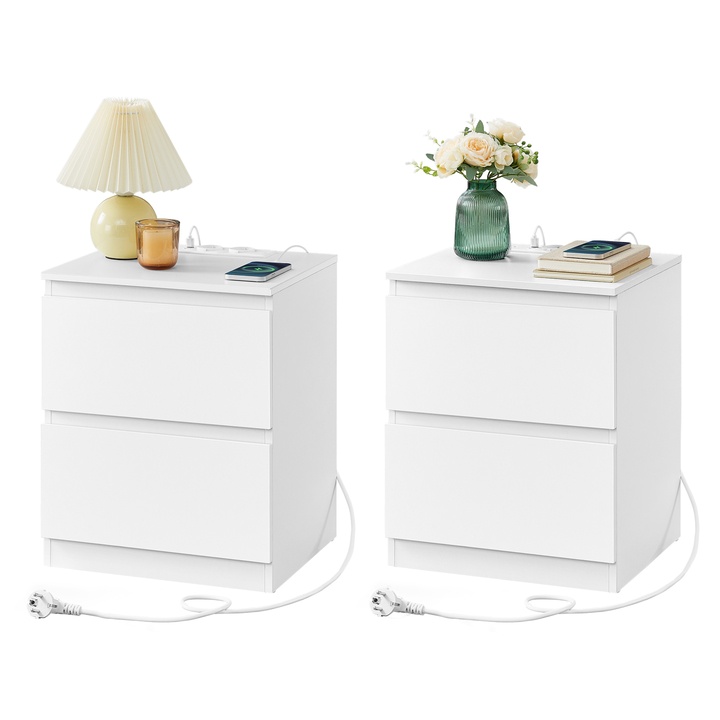 Set 2 ks nočních stolků LETNIGHT 6 bílá 1
