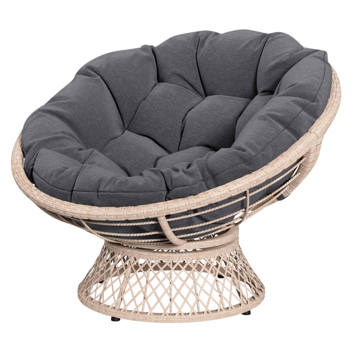 Sconto Zahradní křeslo LILLE krémová/tmavě šedá