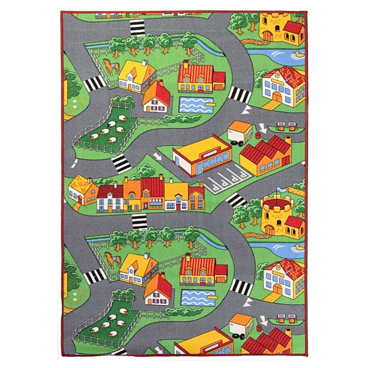 Sconto Dětský koberec LITTLE VILLAGE vícebarevná, 140x200 cm