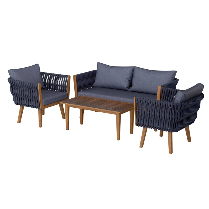 Sconto Zahradní set LOGRONO akácie/černá