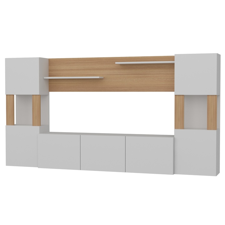 Obývací stěna LORE bílá/teak 1