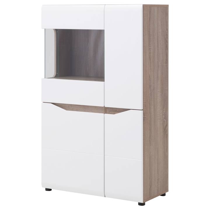 Sconto Vitrína LUCY LI 5 dub sonoma truffel/bílá vysoký lesk