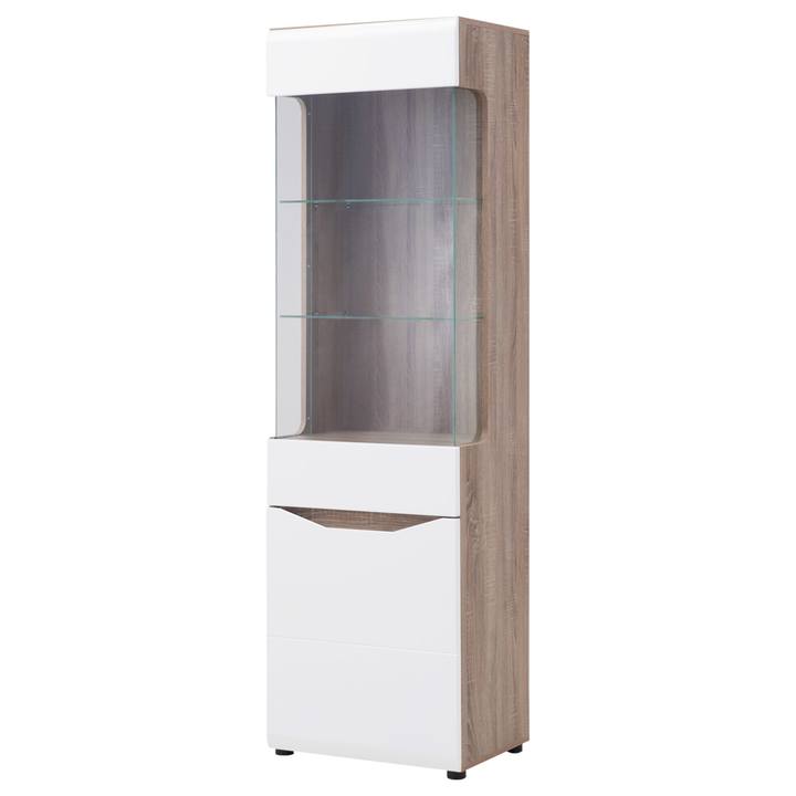 Sconto Vitrína LUCY LI 6 dub sonoma truffel/bílá vysoký lesk