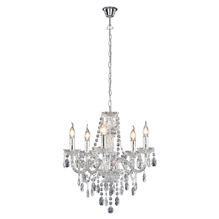 Sconto Závěsné svítidlo LÜSTER 5 chrom/průhledná