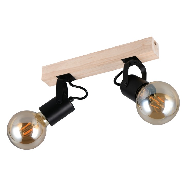 Sconto Bodové svítidlo LYNAR 2 černá/přírodní