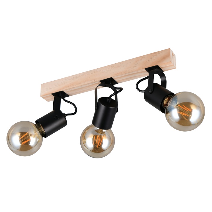 Sconto Bodové svítidlo LYNAR 3 černá/přírodní