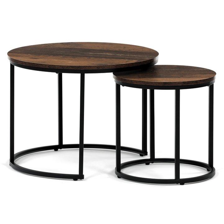 Sconto Sada konferenčních stolků MADRID 2 staré dřevo/černá, set 2 ks