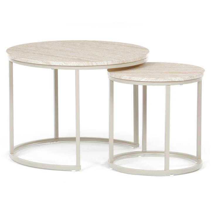 Sconto Sada konferenčních stolků MADRID 2 travertin/béžová, set 2 ks