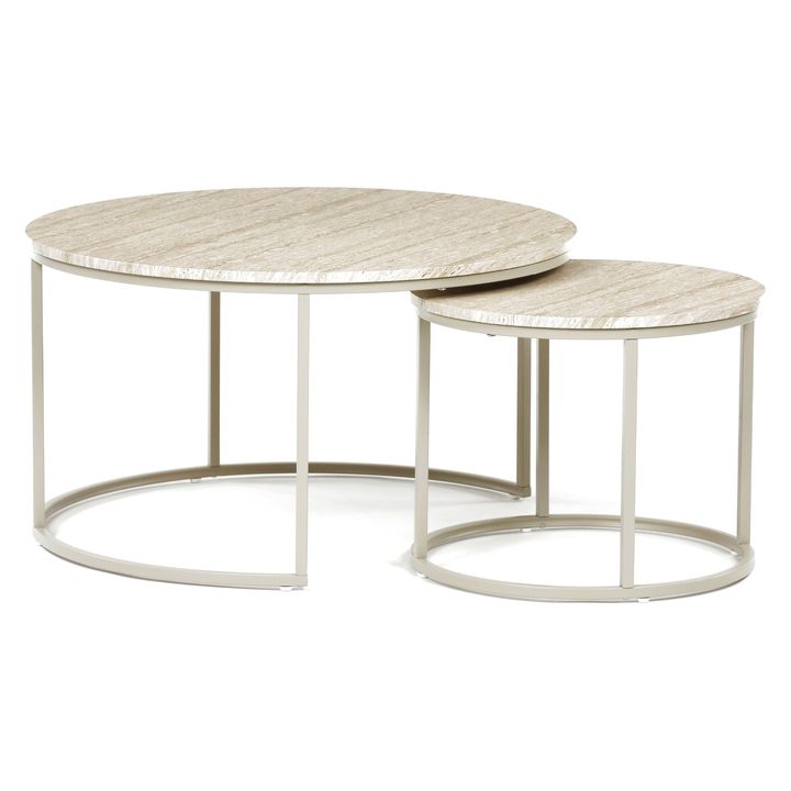 Sconto Sada konferenčních stolků MADRID travertin/béžová, set 2 ks